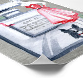 Französisch Frau mit Hund Parfüm Duftflasche Vinta Poster (Ecke)