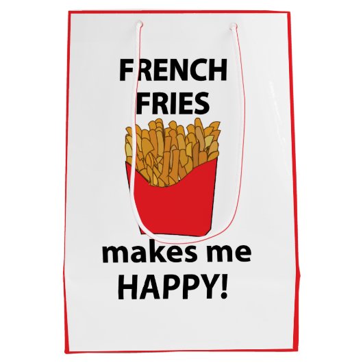 Französisch Fries macht mich glücklich Französisch Mittlere Geschenktüte (Rückseite)
