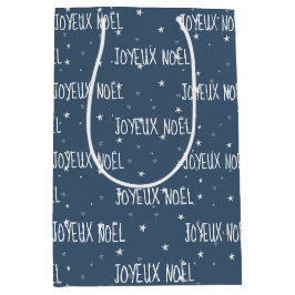 Französisch frohe Weihnachten auf Schneeflocken Mittlere Geschenktüte