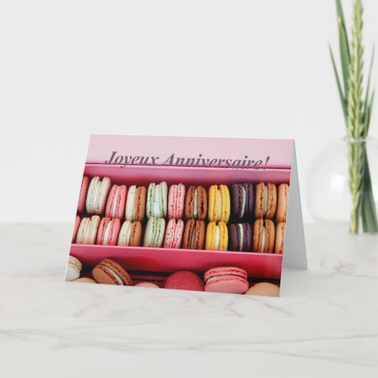 Französisch Geburtstag Macaron-Joyeux Anniversaire Karte (Vorderseite)