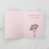 Französisch Geburtstag Rosa Bouquet von Blume Karte (Innenseite)