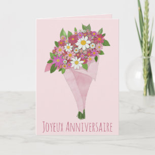 Französisch Geburtstag Rosa Bouquet von Blume Karte