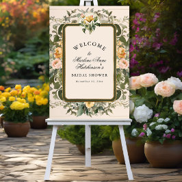 Französisch Gelbe Flora Elegantes Tee Brautparty Poster