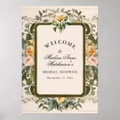 Französisch Gelbe Flora Elegantes Tee Brautparty Poster (Vorne)