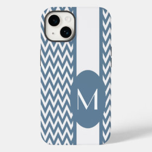 Französisch-graues Zickzack Design mit Monogramm Case-Mate iPhone 14 Hülle