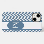 Französisch-graues Zickzack Design mit Monogramm Case-Mate iPhone Hülle (Rückseite (Horizontal))