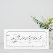 Französisch Gray Elegant Script Geschenkgutscheine (Stehend Vorderseite)