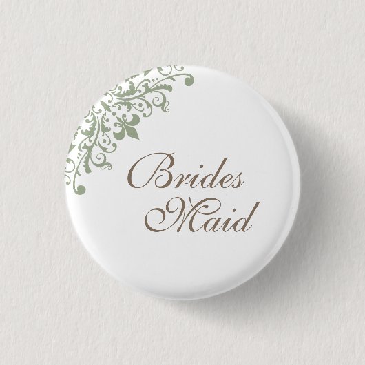 Französisch Grüne Lilie Script Bridesmaid Button (Vorderseite)
