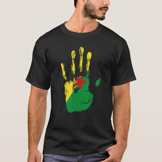 Französisch-Guayana-Flagge Hand Männer Frauen Kind T-Shirt (Vorderseite)