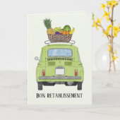 Französisch gut grün Retro Fiat 500 Karte (Gelbe Blume)