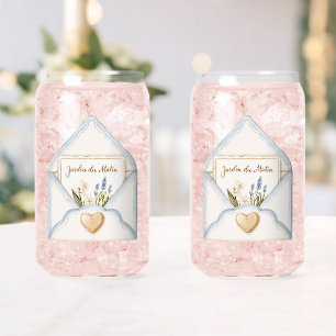Französisch Hellblau Creme Umschlag Herz Blumen Dosenglas
