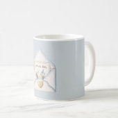 Französisch Hellblau Creme Umschlag Herz Blumen   Kaffeetasse (VorderseiteRechts)