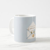 Französisch Hellblau Creme Umschlag Herz Blumen   Kaffeetasse (Vorderseite Links)