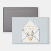 Französisch Hellblau Creme Umschlag Herz Blumen Magnet (Vorderseite/Rückseite)