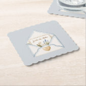 Französisch Hellblau Creme Umschlag Herz Blumen   Untersetzer (angewinkelt)