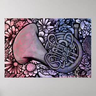 Französisch Horn-Bandklassen-Musiklehrer Poster