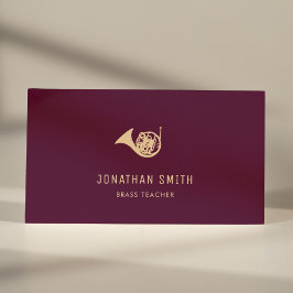 Französisch Horn Beruflich Brass Lehrer Burgundy Visitenkarte