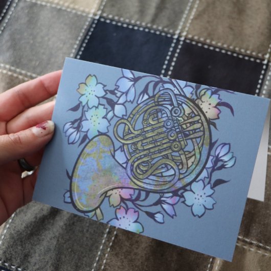 Französisch-Horn-Blumen-Band-Klasse Karte