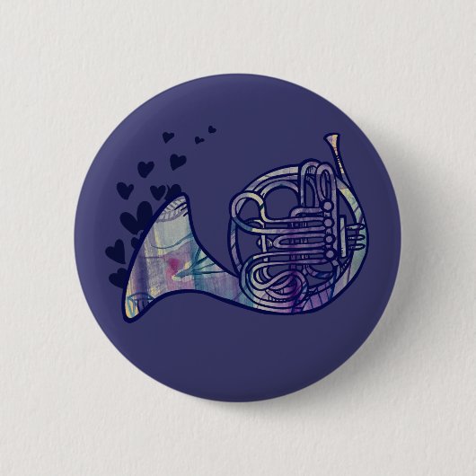 Französisch Horn Liebe Band Class Art Button (Vorderseite)