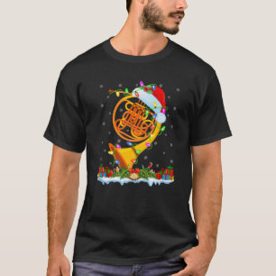 Französisch Horn Lover Matching Weihnachtsmannmütz T-Shirt