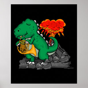 Französisch Horn Musik Dinosaur Geschenk Kinder Fr Poster