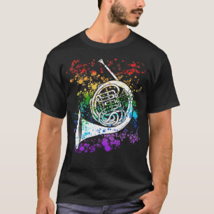 Französisch Horn-Regenbogenfarben Hornist Brass-Mu T-Shirt
