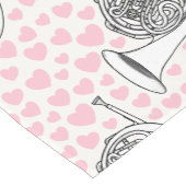 Französisch Horn Rosa Herzen, Brass Musician Hochz Kurzer Tischläufer (Ecke)