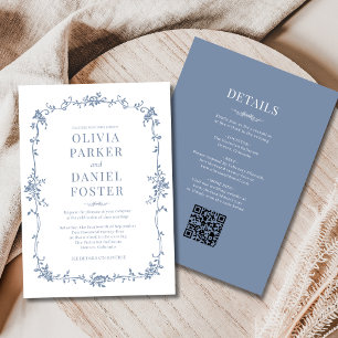 Französisch in einer Viktorianischen, dusty Blue W Einladung