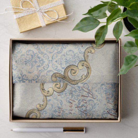 Französisch Inspiriert Verziert Blue Decoupage Seidenpapier (Geschenk)