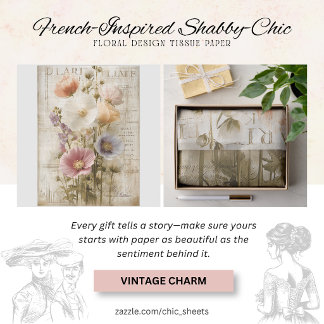 Französisch inspiriertes Shabby-Chic-Blumendesign Seidenpapier