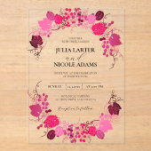 Französisch Kissed Sweet Berry Trauben Blume Hochz Acryleinladungen (Vorderseite)