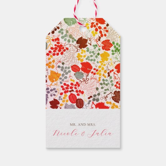 Französisch Kissed Sweet Berry Trauben Blume Hochz Geschenkanhänger (Rückseite)