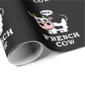 Französisch Kuh Funny Animal Pub Dark BG Geschenkpapier (Rolleneckpunkt)