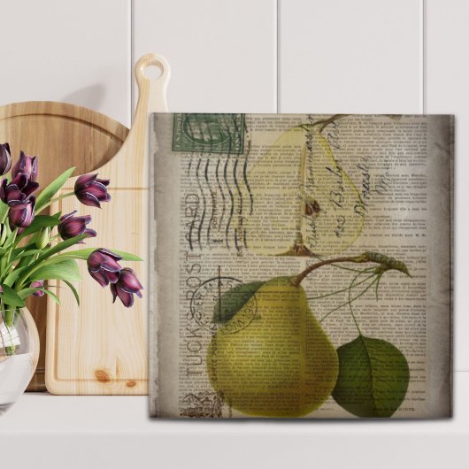 Französisch Land botanische Abbildung Vintag Birne Fliese