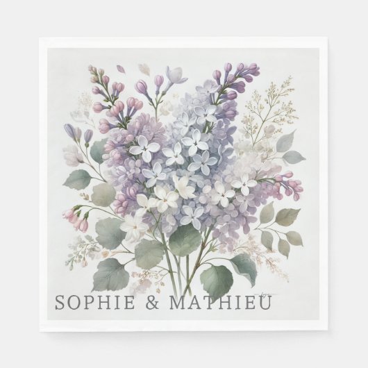 Französisch Lilac Watercolor Flora Eleganter Frühl Serviette (Vorderseite)