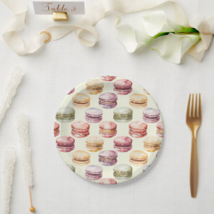 Französisch-Macaron-Muster Pappteller