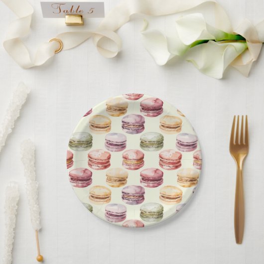 Französisch-Macaron-Muster Pappteller (Hochzeit)