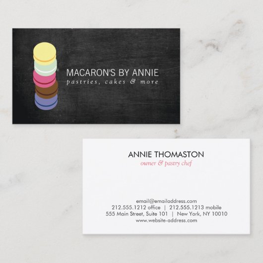 FRANZÖSISCH MACARON STACK LOGO III Bäckerei, Kondi Visitenkarte (Vorne/Hinten)