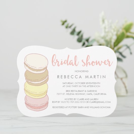 Französisch-Macarons | Pastell-Brautparty Einladung (Stehend Vorderseite)