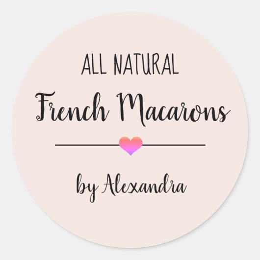 Französisch-Macarons-Rosa-Schrift Runder Aufkleber (Vorderseite)