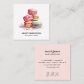 Französisch-Macarons-Süßkuchen-Sozialsymbol Quadratische Visitenkarte (Vorne/Hinten)