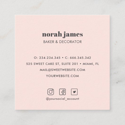 Französisch-Macarons-Süßkuchen-Sozialsymbol Quadratische Visitenkarte (Rückseite)