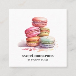 Französisch-Macarons-Süßkuchen-Sozialsymbol Quadratische Visitenkarte