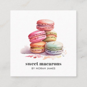 Französisch-Macarons-Süßkuchen-Sozialsymbol Quadratische Visitenkarte