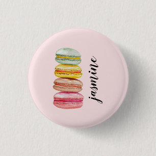 Französisch Macarons Wasserfarbe Handgemalt Button