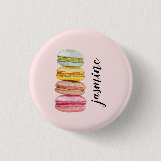 Französisch Macarons Wasserfarbe Handgemalt Button (Vorderseite)