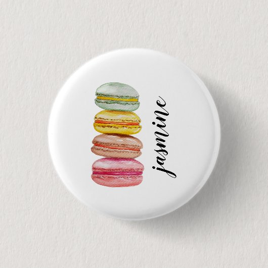 Französisch Macarons Wasserfarbe Handgemalt Button (Vorderseite)
