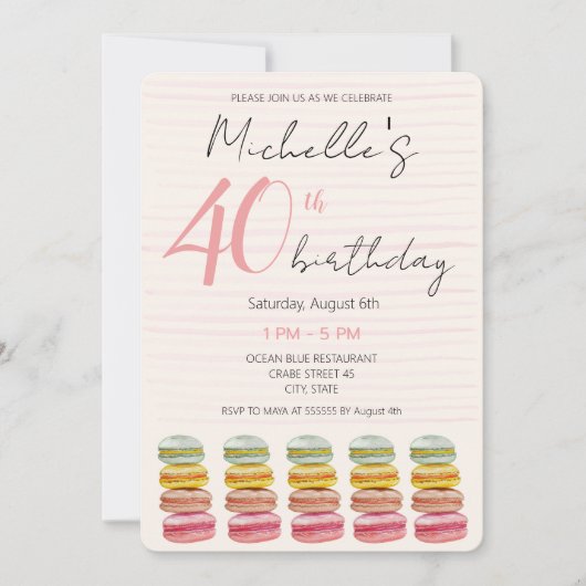 Französisch Macarons Wasserfarbe Handgemalt Custom Einladung (Vorderseite)