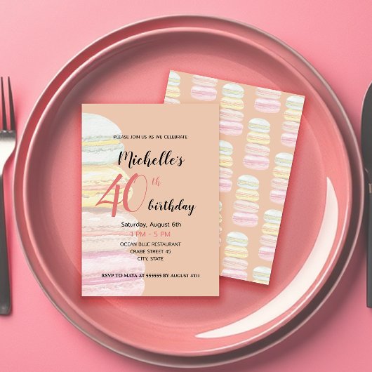 Französisch Macarons Wasserfarbe Handgemalt Einladung