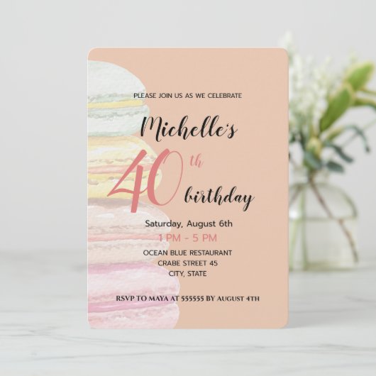 Französisch Macarons Wasserfarbe Handgemalt Einladung (Stehend Vorderseite)